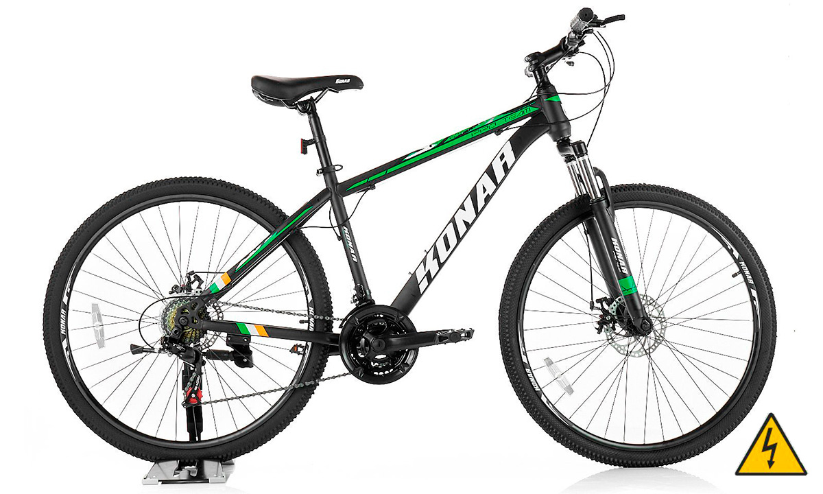 Фотография Электровелосипед KONAR KS Pro Team 27,5" 500W, 10Ah (2021) 2021 Черно-зеленый